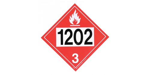 Placard pour le transport des liquides inflammables, classe 3 avec UN 1202